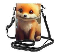 YYHWHJDE Small Cell Phone Purse 7.6x4.9in Cute Baby Fox Picture Leather Crossbody Flap Phone Case For Women, Perfect For Walking, Camping Black