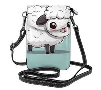 YYHWHJDE Small Cell Phone Purse 7.6x4.9in Cute Cartoon Sheep Pattern Leather Crossbody Flap Phone Case For Women, Perfect For Walking, Camping