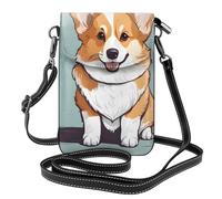 YYHWHJDE Small Cell Phone Purse 7.6x4.9in Cute Corgi Pattern Leather Crossbody Flap Phone Case For Women, Perfect For Walking, Camping