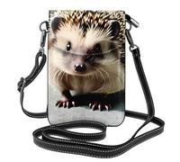 YYHWHJDE Small Cell Phone Purse 7.6x4.9in Cute Hedgehog Pattern Leather Crossbody Flap Phone Case For Women, Perfect For Walking, Camping Black