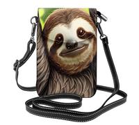 YYHWHJDE Small Cell Phone Purse 7.6x4.9in Cute Sloth Picture Leather Crossbody Flap Phone Case For Women, Perfect For Walking, Camping