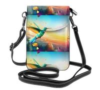 YYHWHJDE Small Cell Phone Purse 7.6x4.9in Diamond Cut Kingfisher Picture Leather Crossbody Flap Phone Case For Women, Perfect For Walking, Camping Black