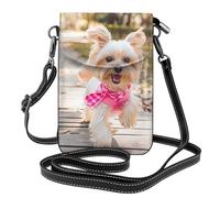YYHWHJDE Small Cell Phone Purse 7.6x4.9in Dog Running Toward You Picture Leather Crossbody Flap Phone Case For Women, Perfect For Walking, Camping
