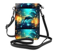 YYHWHJDE Small Cell Phone Purse 7.6x4.9in Dolphin'S Fun Ocean Picture Leather Crossbody Flap Phone Case For Women, Perfect For Walking, Camping