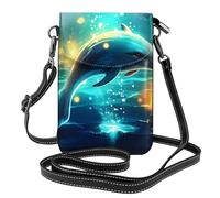 YYHWHJDE Small Cell Phone Purse 7.6x4.9in Dolphin'S Fun Ocean Picture Leather Crossbody Flap Phone Case For Women, Perfect For Walking, Camping