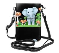 YYHWHJDE Small Cell Phone Purse 7.6x4.9in Elephant In The Mushroom Garden Pattern Leather Crossbody Flap Phone Case For Women, Perfect For Walking, Camping