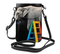 YYHWHJDE Small Cell Phone Purse 7.6x4.9in Elephant On Colorful Ladder Picture Leather Crossbody Flap Phone Case For Women, Perfect For Walking, Camping