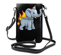 YYHWHJDE Small Cell Phone Purse 7.6x4.9in Elephant With Flames On Its Head Pattern Leather Crossbody Flap Phone Case For Women, Perfect For Walking, Camping