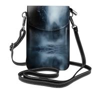 YYHWHJDE Small Cell Phone Purse 7.6x4.9in Evil In The Mist Picture Leather Crossbody Flap Phone Case For Women, Perfect For Walking, Camping