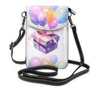 YYHWHJDE Small Cell Phone Purse 7.6x4.9in Exploding Balloon Gift Box Pattern Leather Crossbody Flap Phone Case For Women, Perfect For Walking, Camping
