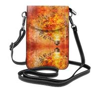 YYHWHJDE Small Cell Phone Purse 7.6x4.9in Exploding Bulbs Picture Leather Crossbody Flap Phone Case For Women, Perfect For Walking, Camping Black