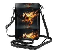 YYHWHJDE Small Cell Phone Purse 7.6x4.9in Flaming Fox Picture Leather Crossbody Flap Phone Case For Women, Perfect For Walking, Camping