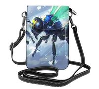 YYHWHJDE Small Cell Phone Purse 7.6x4.9in Flies Talking To Each Other Picture Leather Crossbody Flap Phone Case For Women, Perfect For Walking, Camping Black