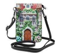 YYHWHJDE Small Cell Phone Purse 7.6x4.9in Flowers On The Wall Picture Leather Crossbody Flap Phone Case For Women, Perfect For Walking, Camping