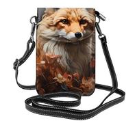 YYHWHJDE Small Cell Phone Purse 7.6x4.9in Fox And Flowers Pattern Leather Crossbody Flap Phone Case For Women, Perfect For Walking, Camping