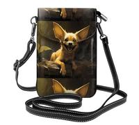 YYHWHJDE Small Cell Phone Purse 7.6x4.9in Fox Cat With Big Ears Picture Leather Crossbody Flap Phone Case For Women, Perfect For Walking, Camping