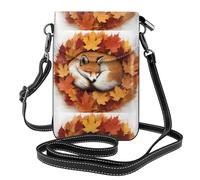 YYHWHJDE Small Cell Phone Purse 7.6x4.9in Fox Maple Leaf Nest Picture Leather Crossbody Flap Phone Case For Women, Perfect For Walking, Camping
