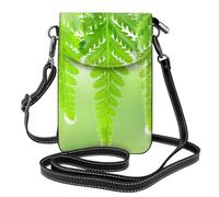 YYHWHJDE Small Cell Phone Purse 7.6x4.9in Fresh Green Leaves Picture Leather Crossbody Flap Phone Case For Women, Perfect For Walking, Camping