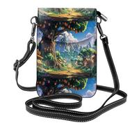YYHWHJDE Small Cell Phone Purse 7.6x4.9in Fruit Tree At Village Head Picture Leather Crossbody Flap Phone Case For Women, Perfect For Walking, Camping