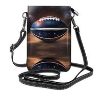 YYHWHJDE Small Cell Phone Purse 7.6x4.9in Galaxy Space American Football Pattern Leather Crossbody Flap Phone Case For Women, Perfect For Walking, Camping Black