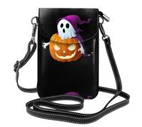 YYHWHJDE Small Cell Phone Purse 7.6x4.9in Ghost On The Pumpkin Pattern Leather Crossbody Flap Phone Case For Women, Perfect For Walking, Camping