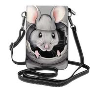 YYHWHJDE Small Cell Phone Purse 7.6x4.9in Grey Rat Pattern Leather Crossbody Flap Phone Case For Women, Perfect For Walking, Camping