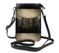YYHWHJDE Small Cell Phone Purse 7.6x4.9in Hand Behind The Tombstone Picture Leather Crossbody Flap Phone Case For Women, Perfect For Walking, Camping