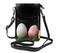 YYHWHJDE Small Cell Phone Purse 7.6x4.9in Hidden Easter Eggs Pattern Leather Crossbody Flap Phone Case For Women, Perfect For Walking, Camping