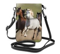 YYHWHJDE Small Cell Phone Purse 7.6x4.9in Horses At The Gallop Pattern Leather Crossbody Flap Phone Case For Women, Perfect For Walking, Camping