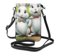 YYHWHJDE Small Cell Phone Purse 7.6x4.9in Interesting Cartoon Rabbit Pattern Leather Crossbody Flap Phone Case For Women, Perfect For Walking, Camping Black