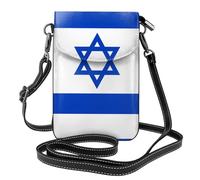 YYHWHJDE Small Cell Phone Purse 7.6x4.9in Israeli Flag Pattern Leather Crossbody Flap Phone Case For Women, Perfect For Walking, Camping Black