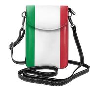 YYHWHJDE Small Cell Phone Purse 7.6x4.9in Italian Flag Picture Leather Crossbody Flap Phone Case For Women, Perfect For Walking, Camping Black