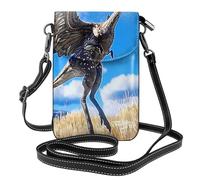 YYHWHJDE Small Cell Phone Purse 7.6x4.9in Jumping Ancestor Bird Picture Leather Crossbody Flap Phone Case For Women, Perfect For Walking, Camping Black