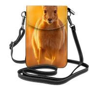 YYHWHJDE Small Cell Phone Purse 7.6x4.9in Kangaroo Jumping Picture Leather Crossbody Flap Phone Case For Women, Perfect For Walking, Camping Black
