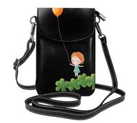 YYHWHJDE Small Cell Phone Purse 7.6x4.9in Kids Chasing Balloons Pattern Leather Crossbody Flap Phone Case For Women, Perfect For Walking, Camping