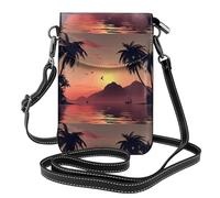 YYHWHJDE Small Cell Phone Purse 7.6x4.9in Lake At Sunset Picture Leather Crossbody Flap Phone Case For Women, Perfect For Walking, Camping