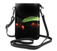 YYHWHJDE Small Cell Phone Purse 7.6x4.9in Little Ants Hiding From The Rain Picture Leather Crossbody Flap Phone Case For Women, Perfect For Walking, Camping Black
