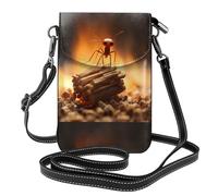 YYHWHJDE Small Cell Phone Purse 7.6x4.9in Little Ants On Matches Pattern Leather Crossbody Flap Phone Case For Women, Perfect For Walking, Camping