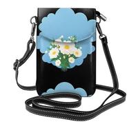 YYHWHJDE Small Cell Phone Purse 7.6x4.9in Little Clouds In The Bouquet Pattern Leather Crossbody Flap Phone Case For Women, Perfect For Walking, Camping