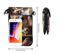 YYHWHJDE Small Cell Phone Purse 7.6x4.9in Little Corgi Chewing Bones Pattern Leather Crossbody Flap Phone Case For Women, Perfect For Walking, Camping