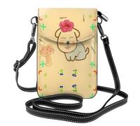 YYHWHJDE Small Cell Phone Purse 7.6x4.9in Little Flower With Cute Dog Pattern Leather Crossbody Flap Phone Case For Women, Perfect For Walking, Camping