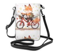 YYHWHJDE Small Cell Phone Purse 7.6x4.9in Little Fox On A Ride Pattern Leather Crossbody Flap Phone Case For Women, Perfect For Walking, Camping