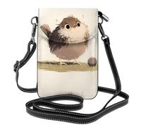 YYHWHJDE Small Cell Phone Purse 7.6x4.9in Little Gray Bird Playing With Ball Pattern Leather Crossbody Flap Phone Case For Women, Perfect For Walking, Camping