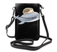 YYHWHJDE Small Cell Phone Purse 7.6x4.9in Little Hedgehog On The Back Of A Whale Pattern Leather Crossbody Flap Phone Case For Women, Perfect For Walking, Camping