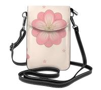 YYHWHJDE Small Cell Phone Purse 7.6x4.9in Little Pink Cherry Blossoms Pattern Leather Crossbody Flap Phone Case For Women, Perfect For Walking, Camping