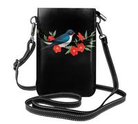 YYHWHJDE Small Cell Phone Purse 7.6x4.9in Little Swallow In Red Flower Pattern Leather Crossbody Flap Phone Case For Women, Perfect For Walking, Camping