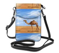 YYHWHJDE Small Cell Phone Purse 7.6x4.9in Lonely Camel Picture Leather Crossbody Flap Phone Case For Women, Perfect For Walking, Camping