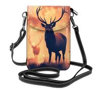 YYHWHJDE Small Cell Phone Purse 7.6x4.9in Lonely Deer Picture Leather Crossbody Flap Phone Case For Women, Perfect For Walking, Camping