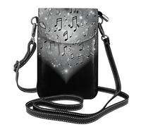 YYHWHJDE Small Cell Phone Purse 7.6x4.9in Love Made Of Musical Notes Pattern Leather Crossbody Flap Phone Case For Women, Perfect For Walking, Camping
