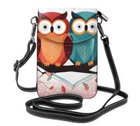 YYHWHJDE Small Cell Phone Purse 7.6x4.9in Love Owl Pattern Leather Crossbody Flap Phone Case For Women, Perfect For Walking, Camping